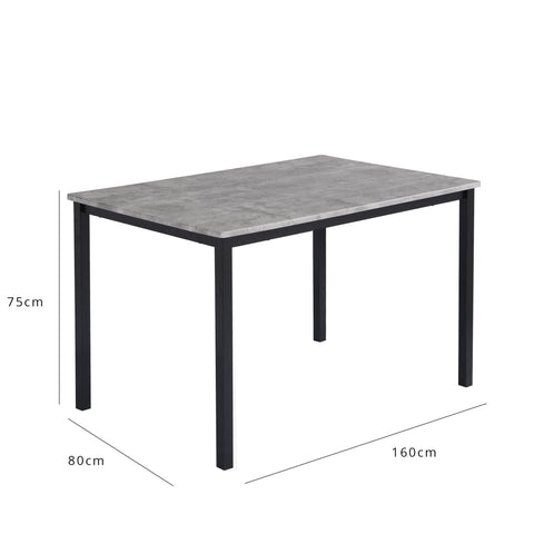 Milo 160cm Black Concrete Table - Ellis Grey Black Chairs