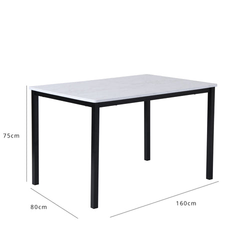 Milo Marble Table effect Dining Table Set - 6 seater - Bella Grey and Black chairs