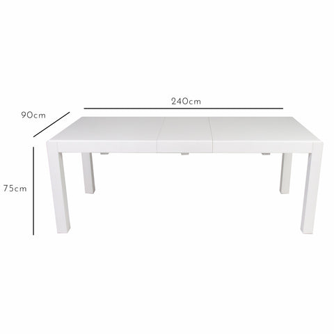 Magnus White Large Dining Table Extended