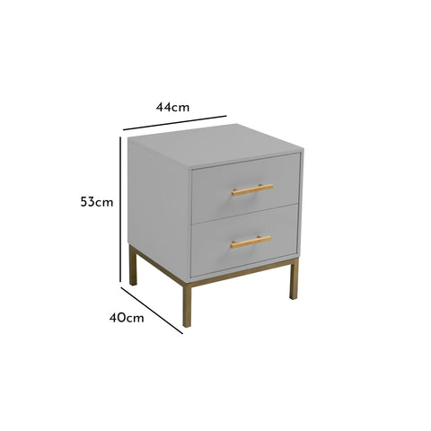 Marie Grey Bedside Table - 2 Drawer