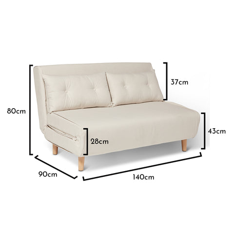 Una Oatmeal Double Sofa Bed - Laura James