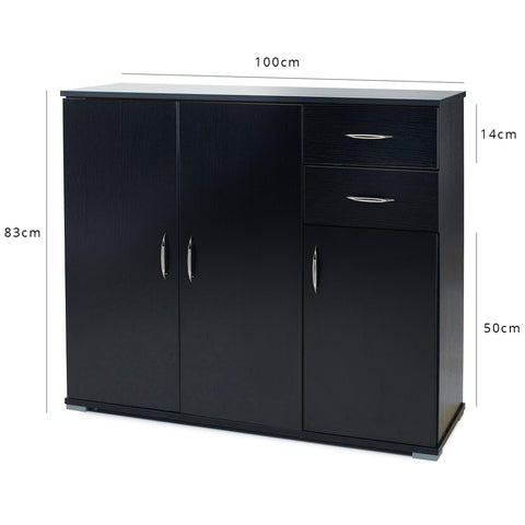 Home Office Cupboard Cabinet in Black - Laura James