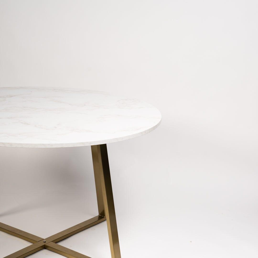 Outlet - Clara marble effect round dining table - with gold frame