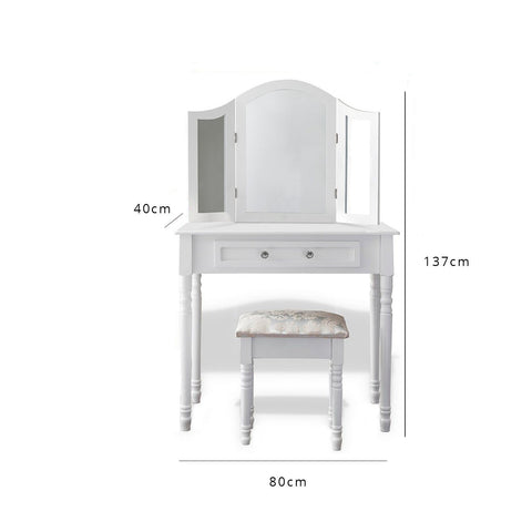 Sienna Dressing Table, Stool & Mirror Set - White Painted - Laura James