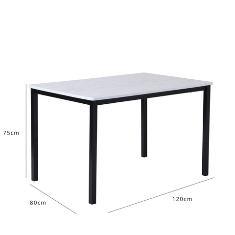 Milo Marble Top dining table with black metal legs