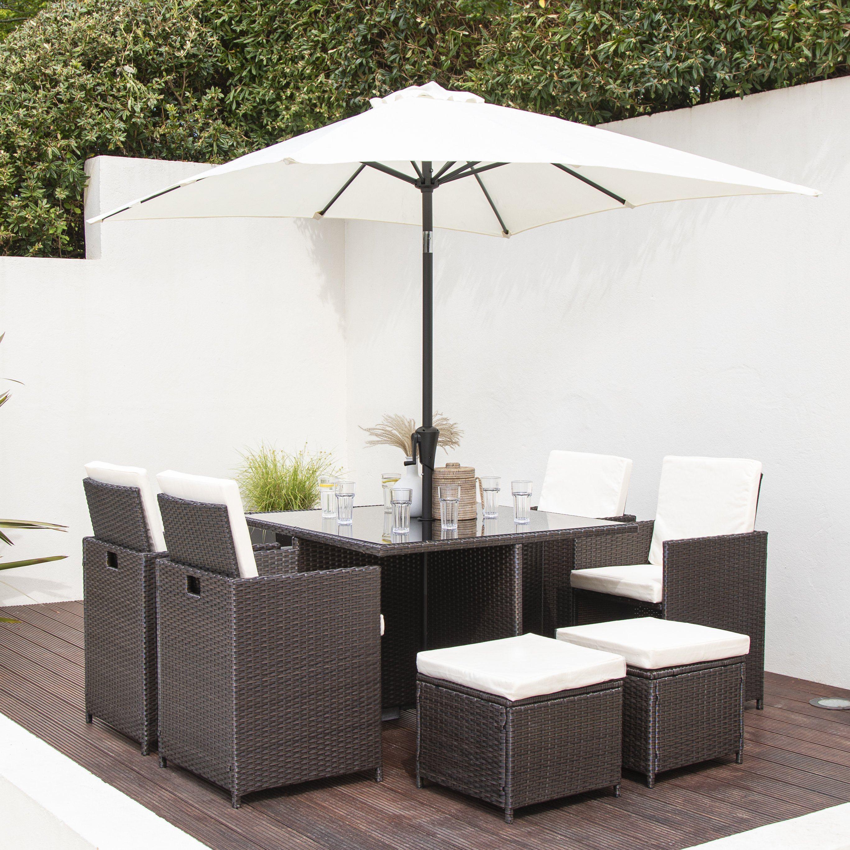 harts premium 10 seat rattan cube dining set with parasol