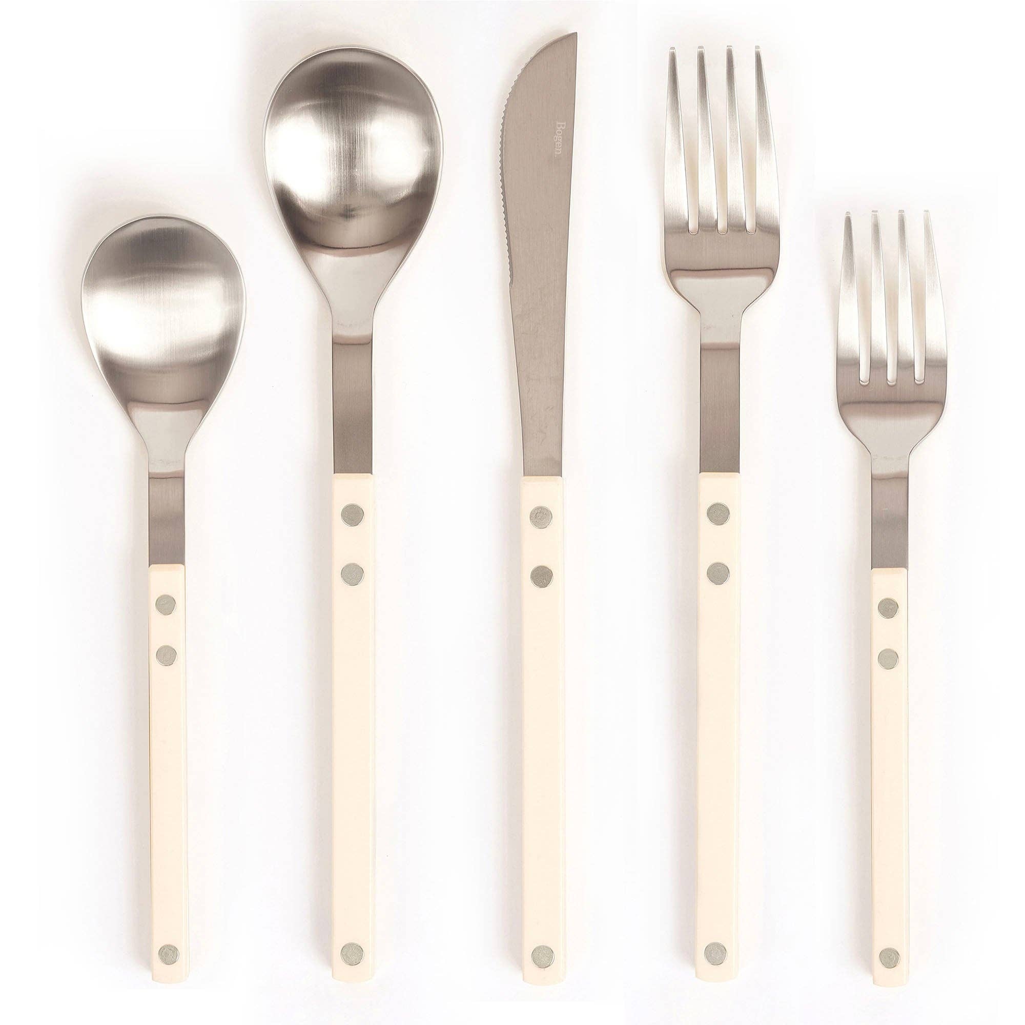 Sentier Satin Flatware Set: Ivory