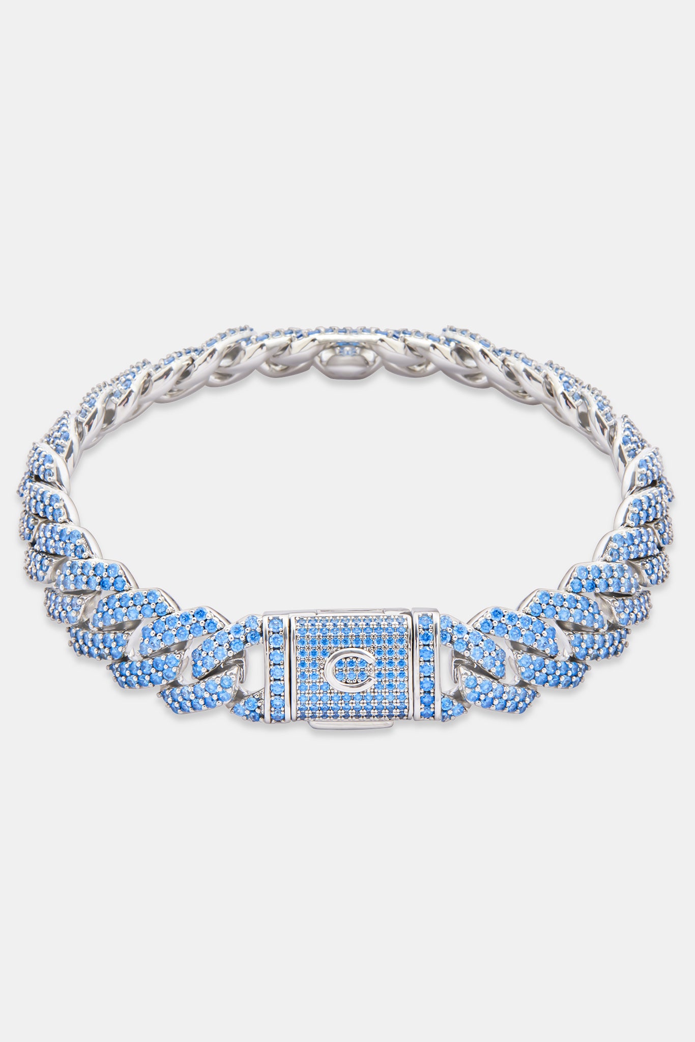 14mm Iced Blue Prong Cuban Bracelet