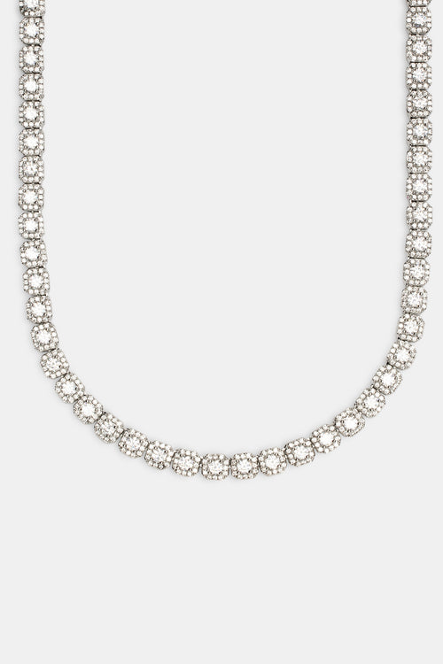 White Gold Clustered Tennis Necklace, 7mm Moissanite Diamond ,925 Ster –  MIAMISILVER