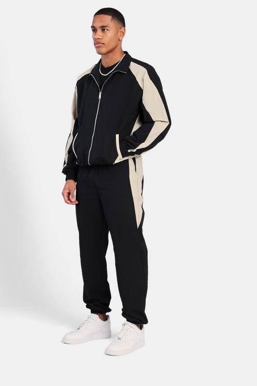 Nylon Panelled Track Joggers - Black | Mens Bottoms | Shop Joggers 