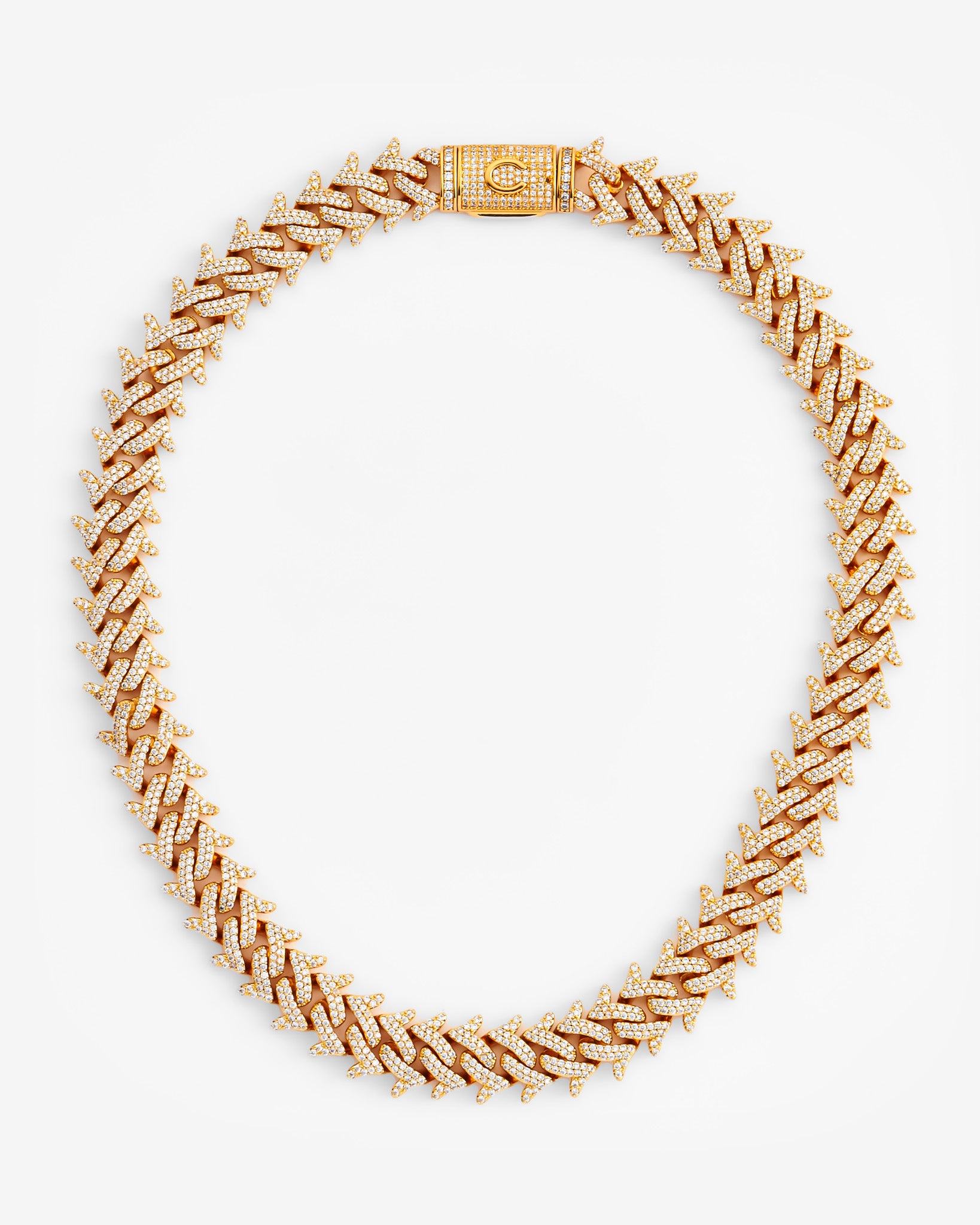 16mm Spike Prong Cuban Chain - Gold