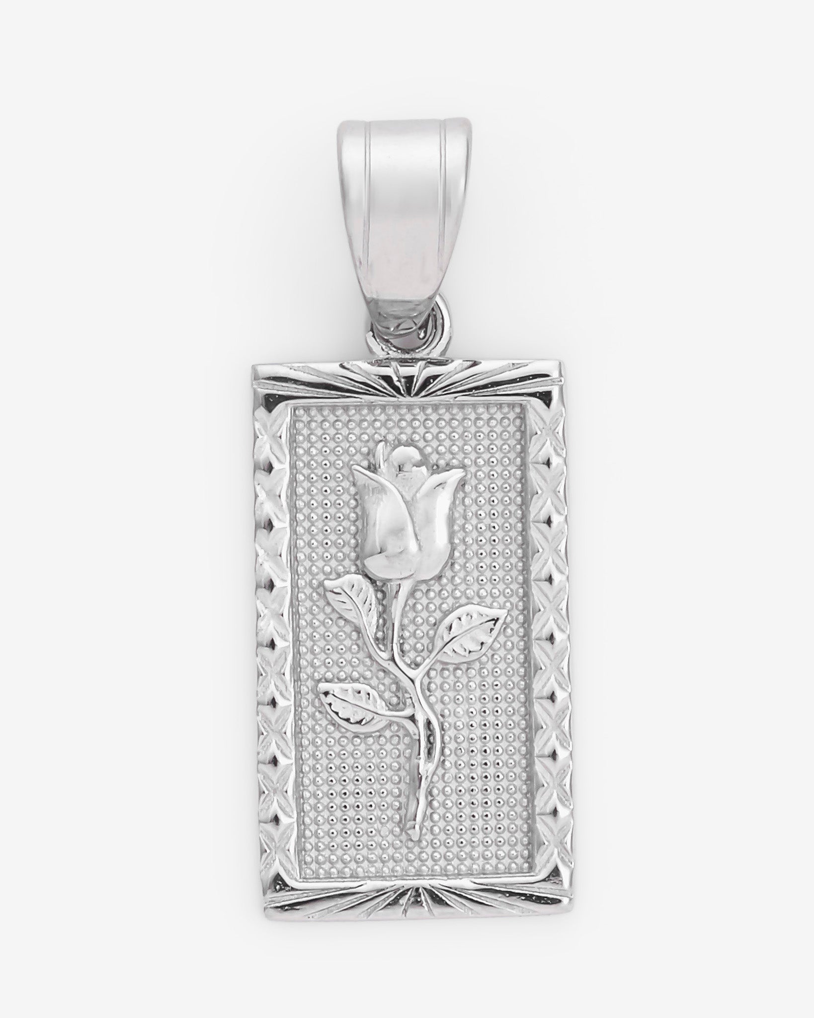 22mm Rose Rectangle Embossed Pendant