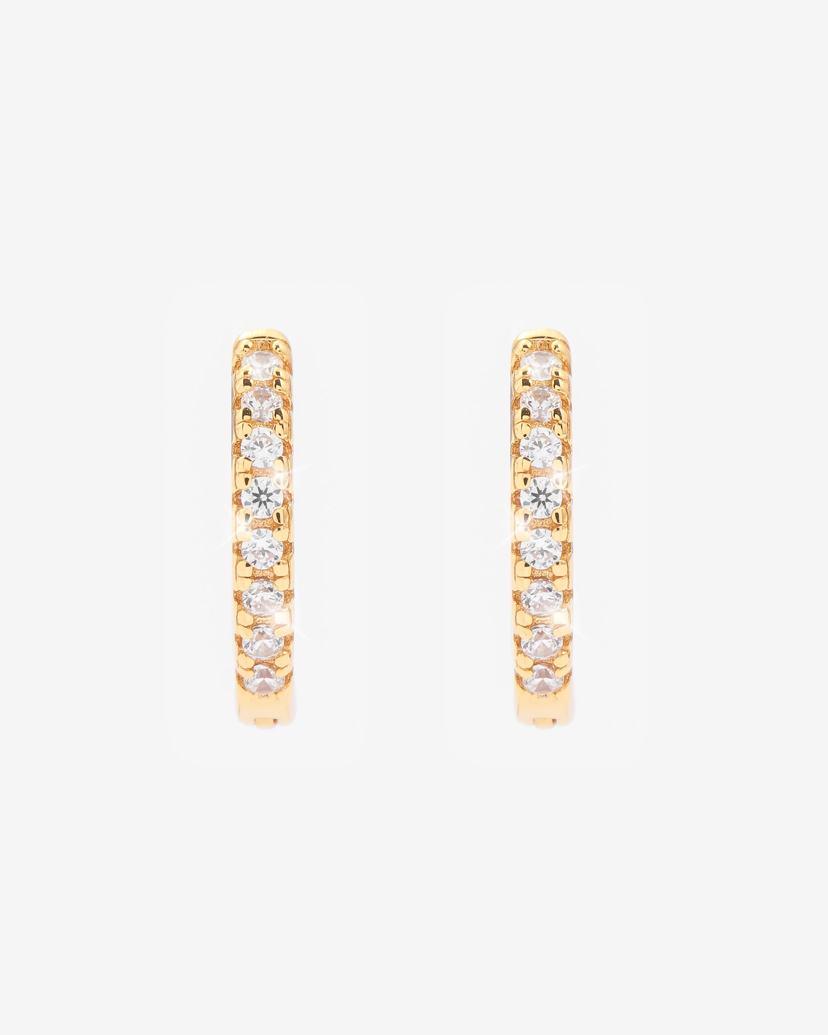 2mm Iced Hoop Earrings - Gold