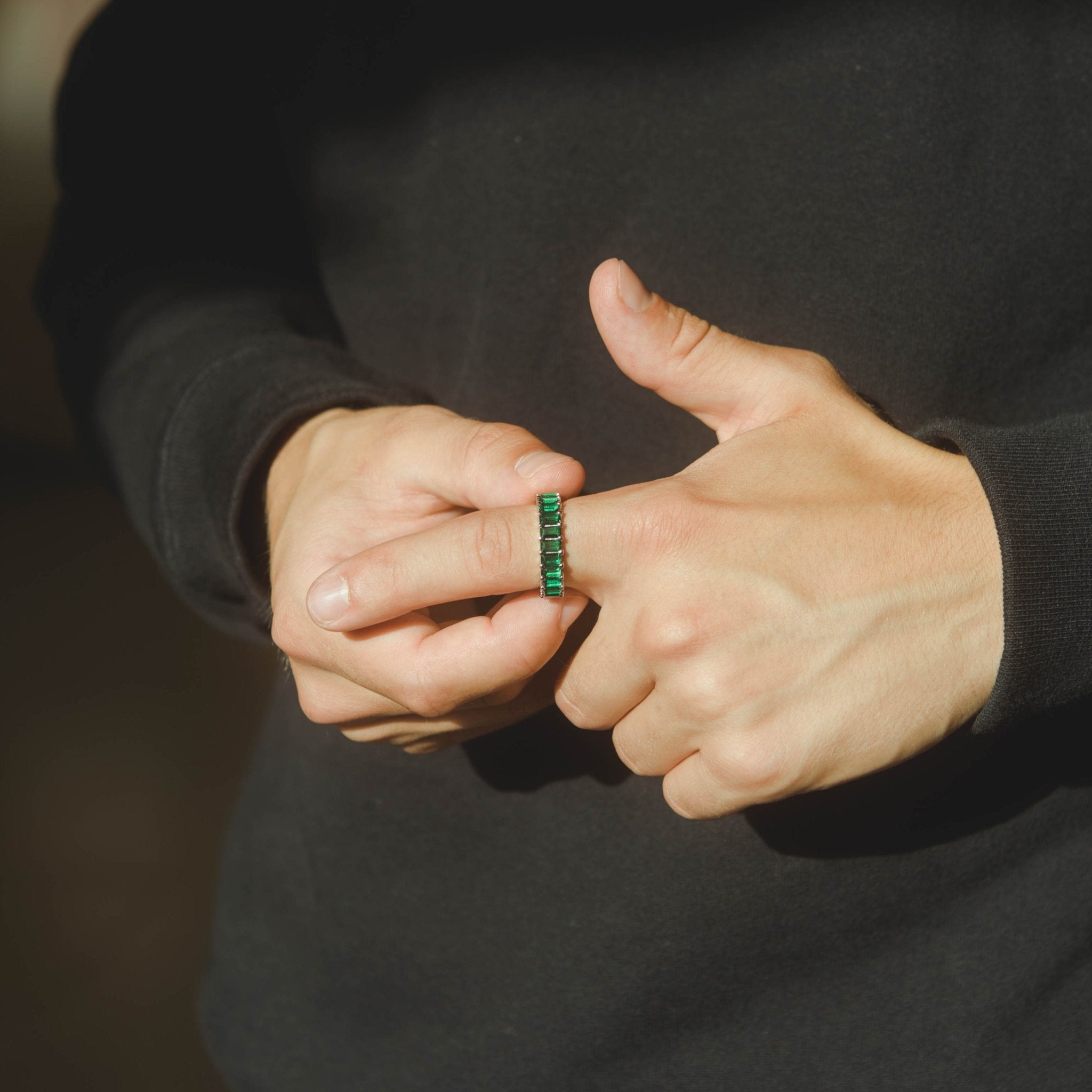 3mm Baguette Ring - Deep Green