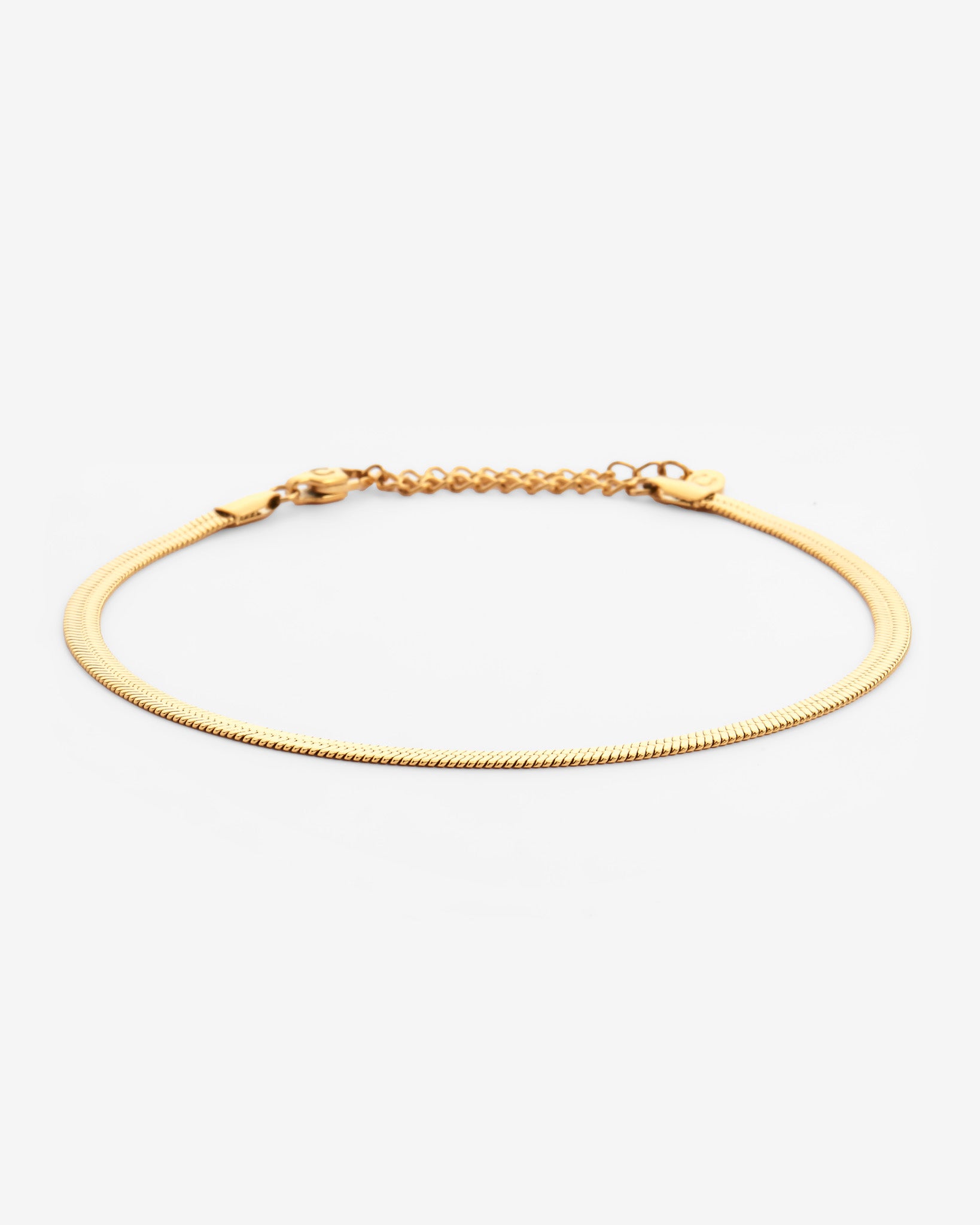 4mm Herringbone Anklet - Gold