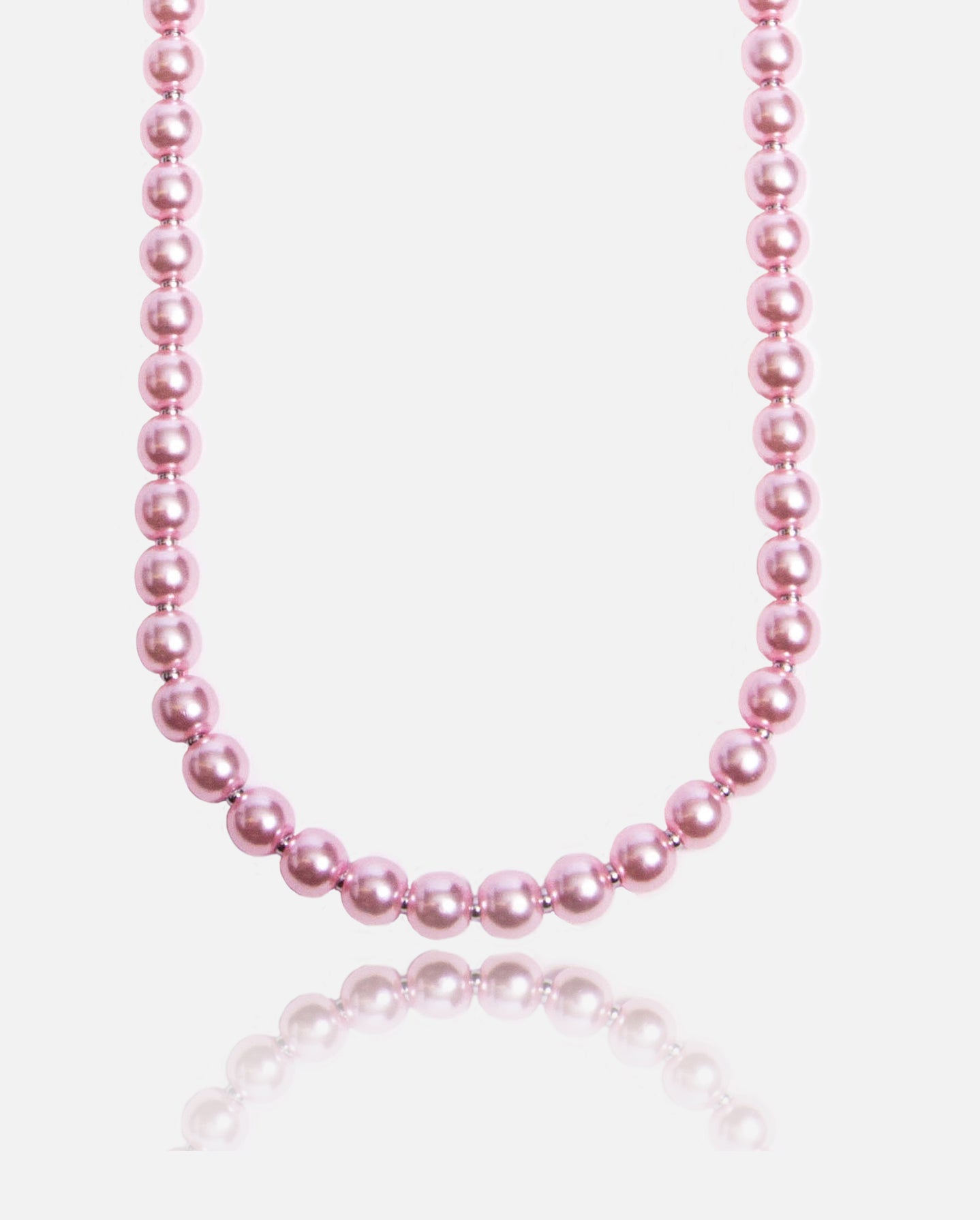 6mm Beaded Pearl Necklace - Pink