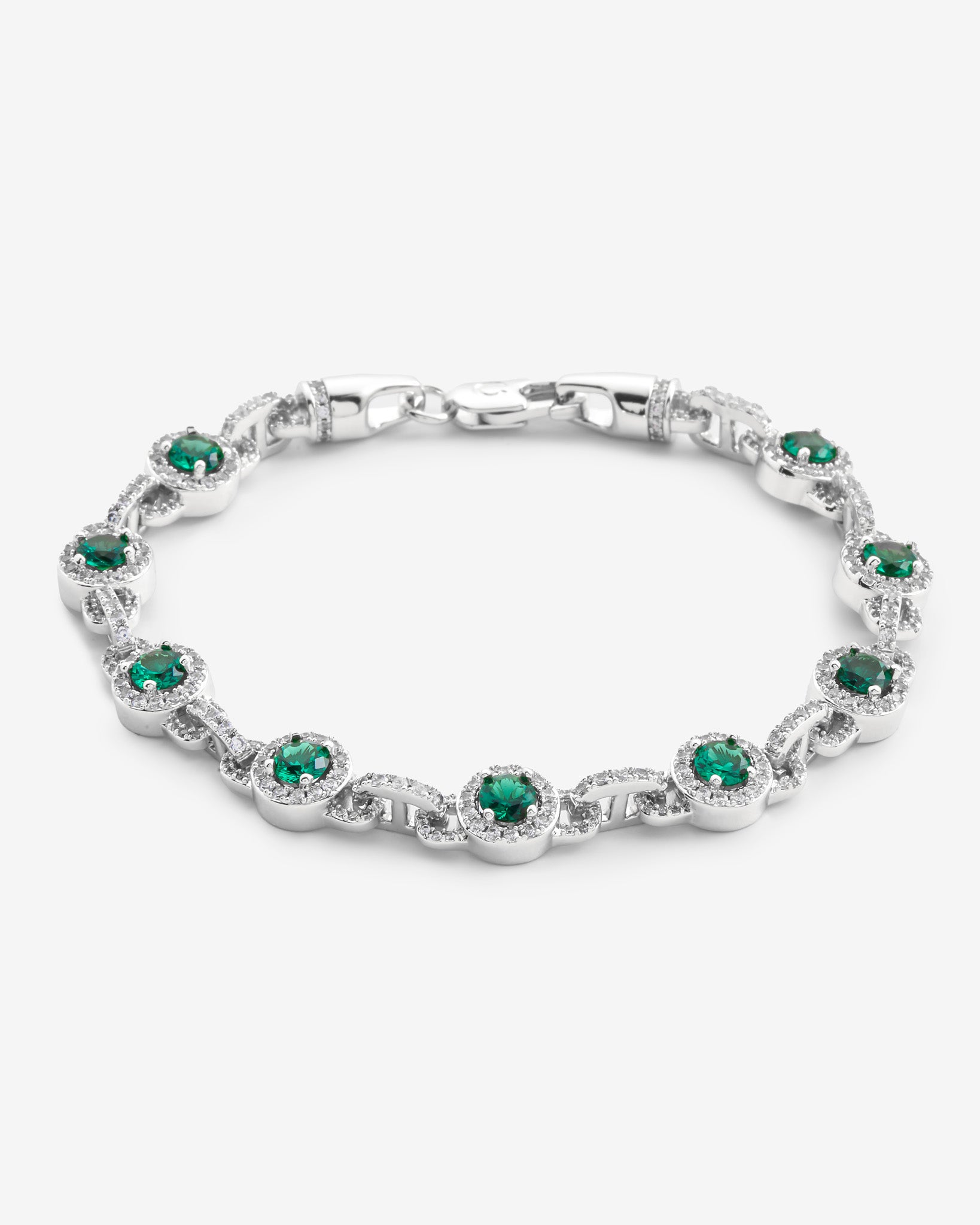 9mm Green Centre Stone Link Bracelet