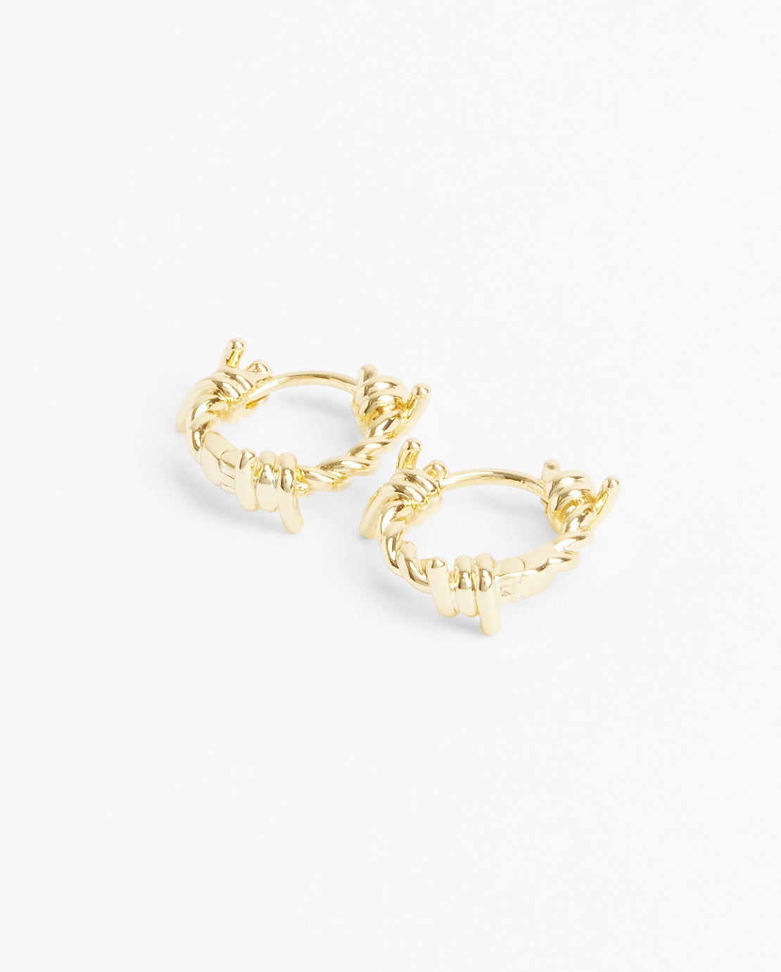 Barbed Wire Huggie Earrings - Gold