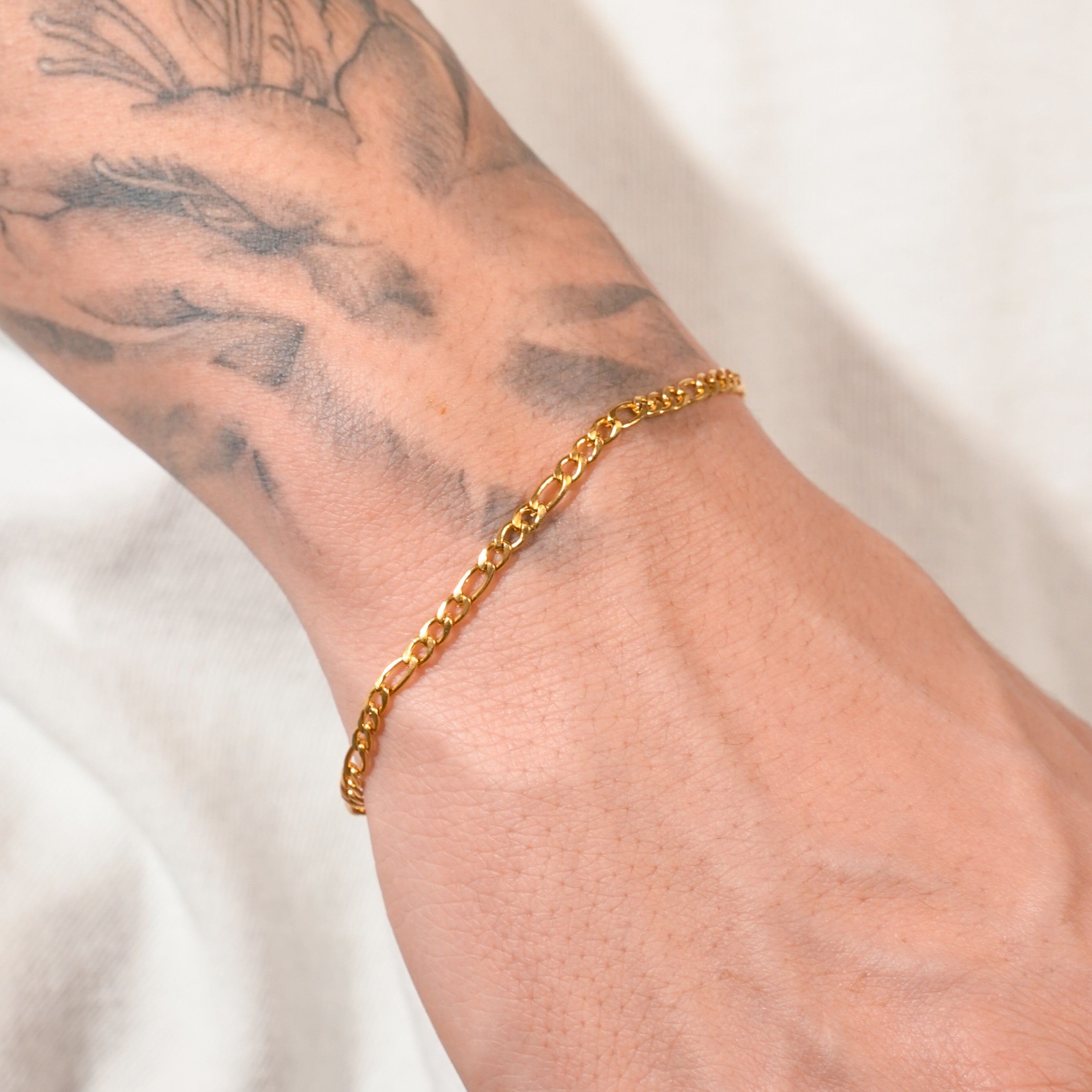 3mm Figaro Bracelet - Gold