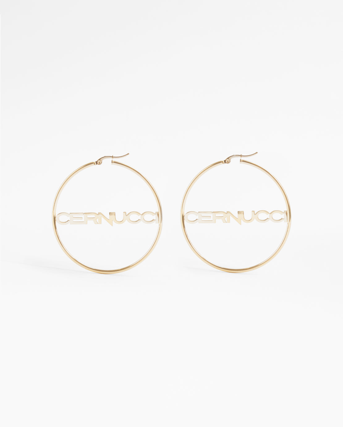 Cernucci Branded Small Hoop Earrings - Gold