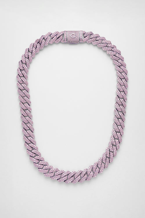 14mm Enamel Cuban Link Necklace Chain