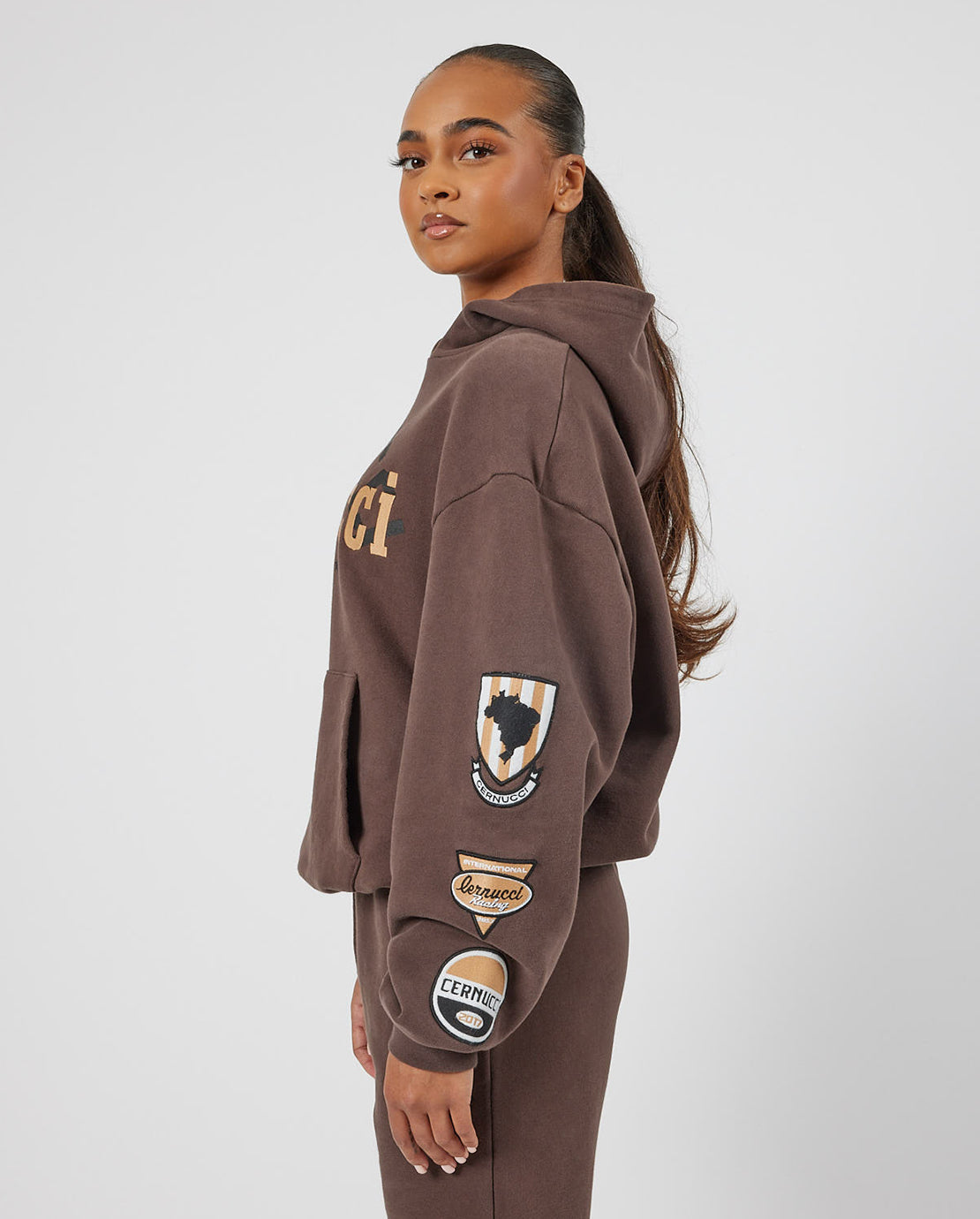 Cernucci Badge Logo Hoodie - Chocolate