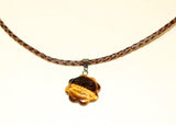 Tiger Eye Sun Pendant Necklace with Braided Leather Cord, Tiger's Eye Necklace, Tigers Eye Pendant