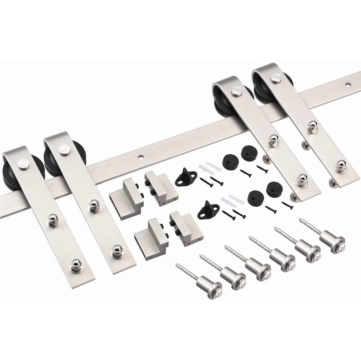 Stainless Steel Double Siding Barn Door Hardware Kit Mjc And Company 