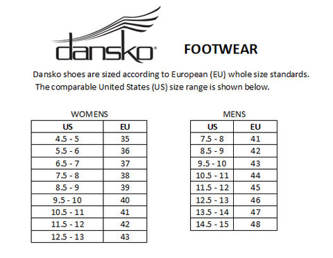 Dansko Shoes Size Conversion Chart