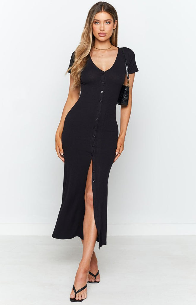 Tallulah Buttoned Maxi Dress Black – Beginning Boutique NZ