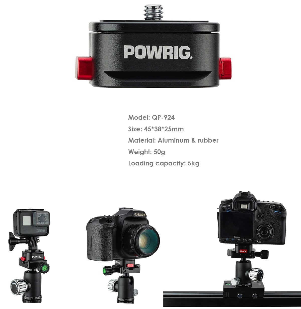 powrig quick release plate for camera tripod