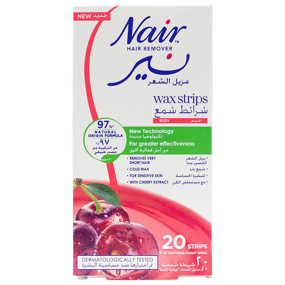 Nair Hair Remover Body Wax Strips With Cherry Extract 20's Medicina