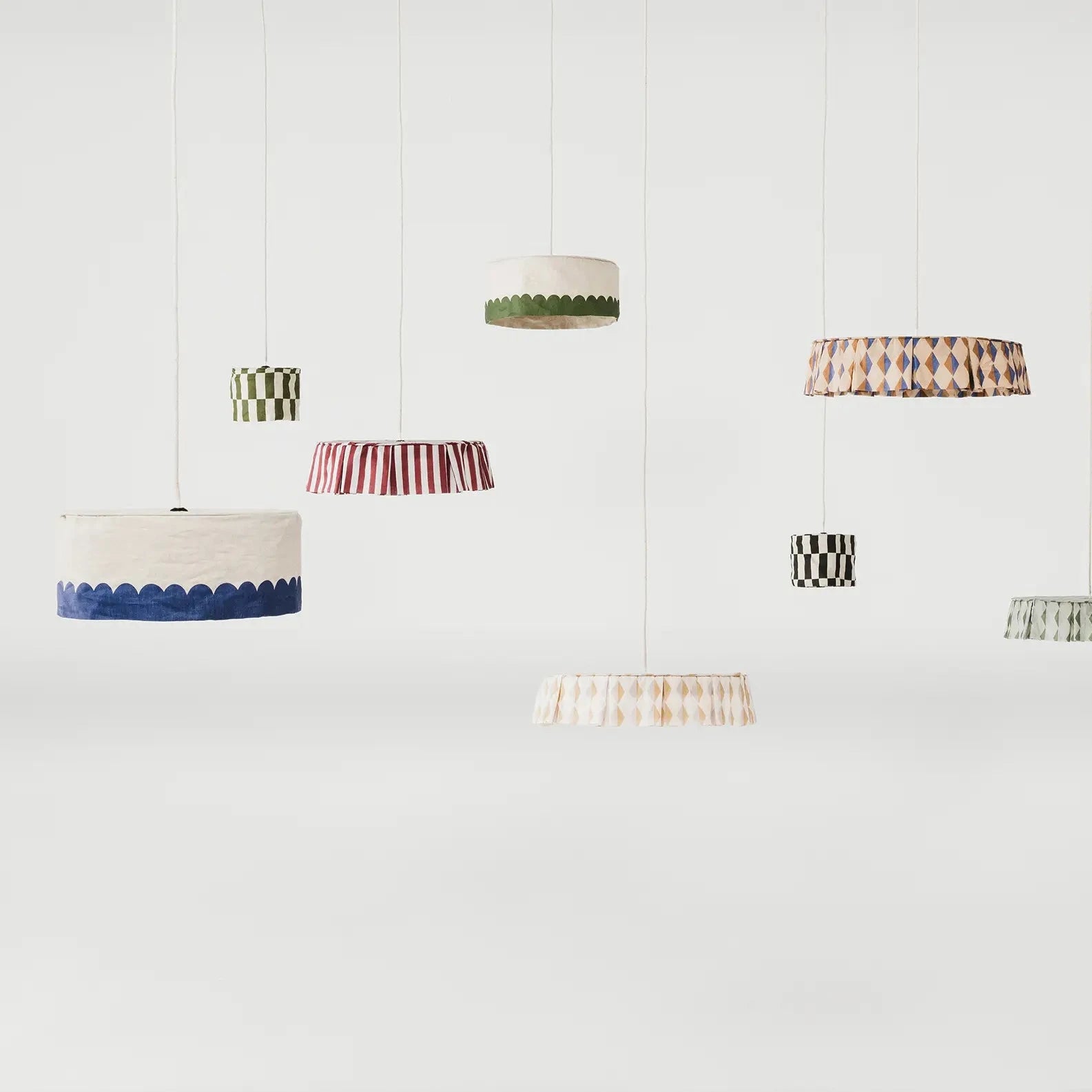 20cm Diameter Linen Pendant Lampshade in Mustard Tiles Vibes