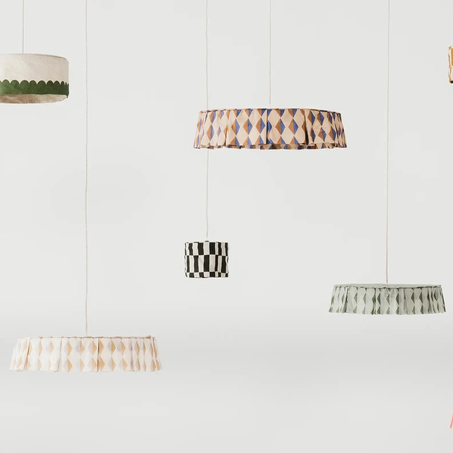 20cm Diameter Linen Pendant Lampshade in Mustard Tiles Vibes