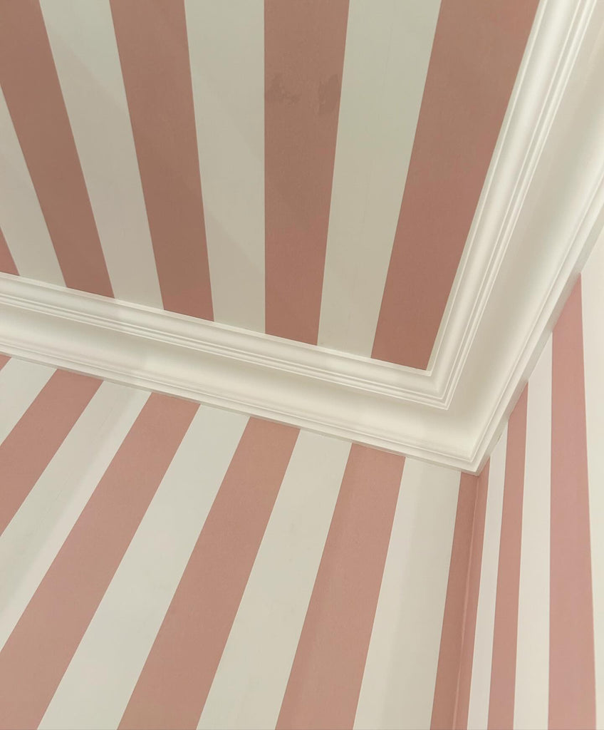 Awning Stripe Blush Pink wallpaper