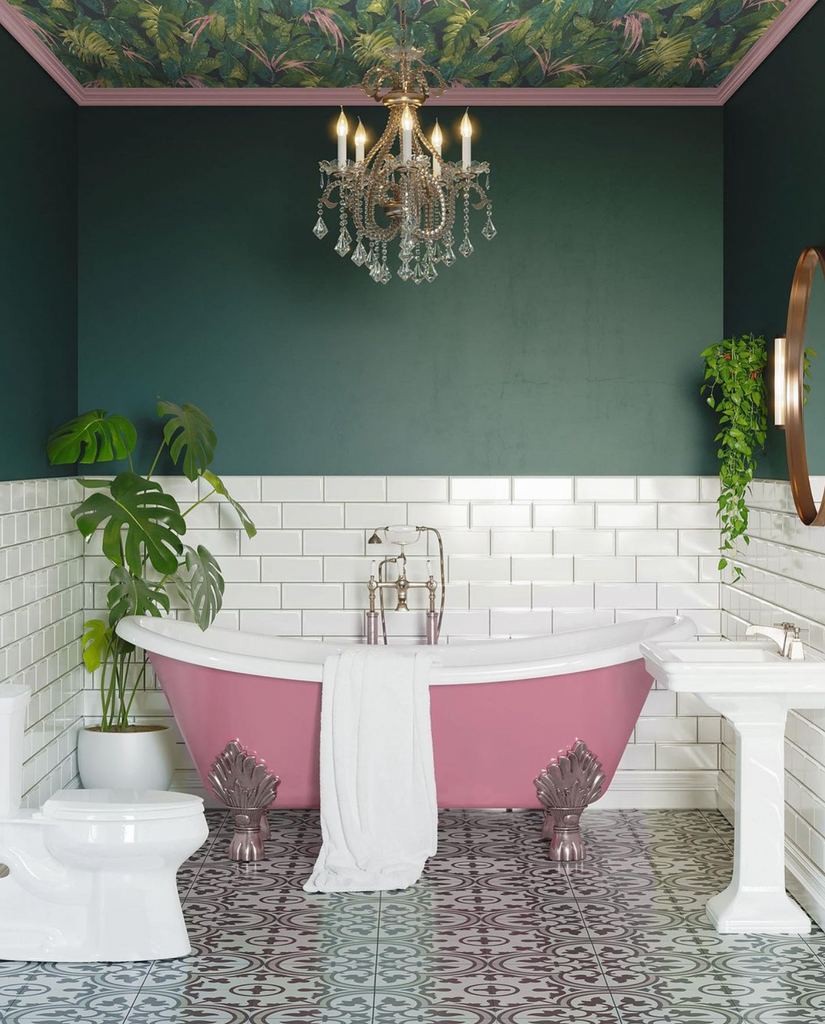 lush green pink wallpaper