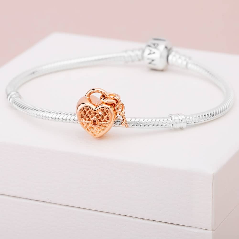 pandora love you lock charm rose gold