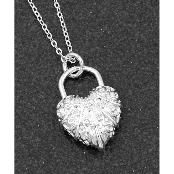 Equilibrium Love Locks Two Tone Heart Lock & Key Necklace
