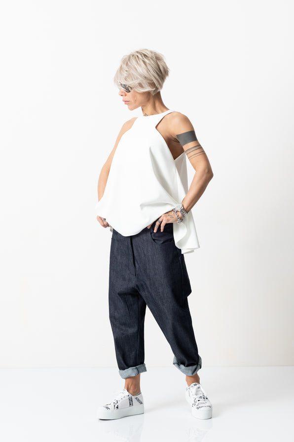 Novemb3r Kaori5 Drop Crotch Pants - Dirty Wash Denim | Garmentory