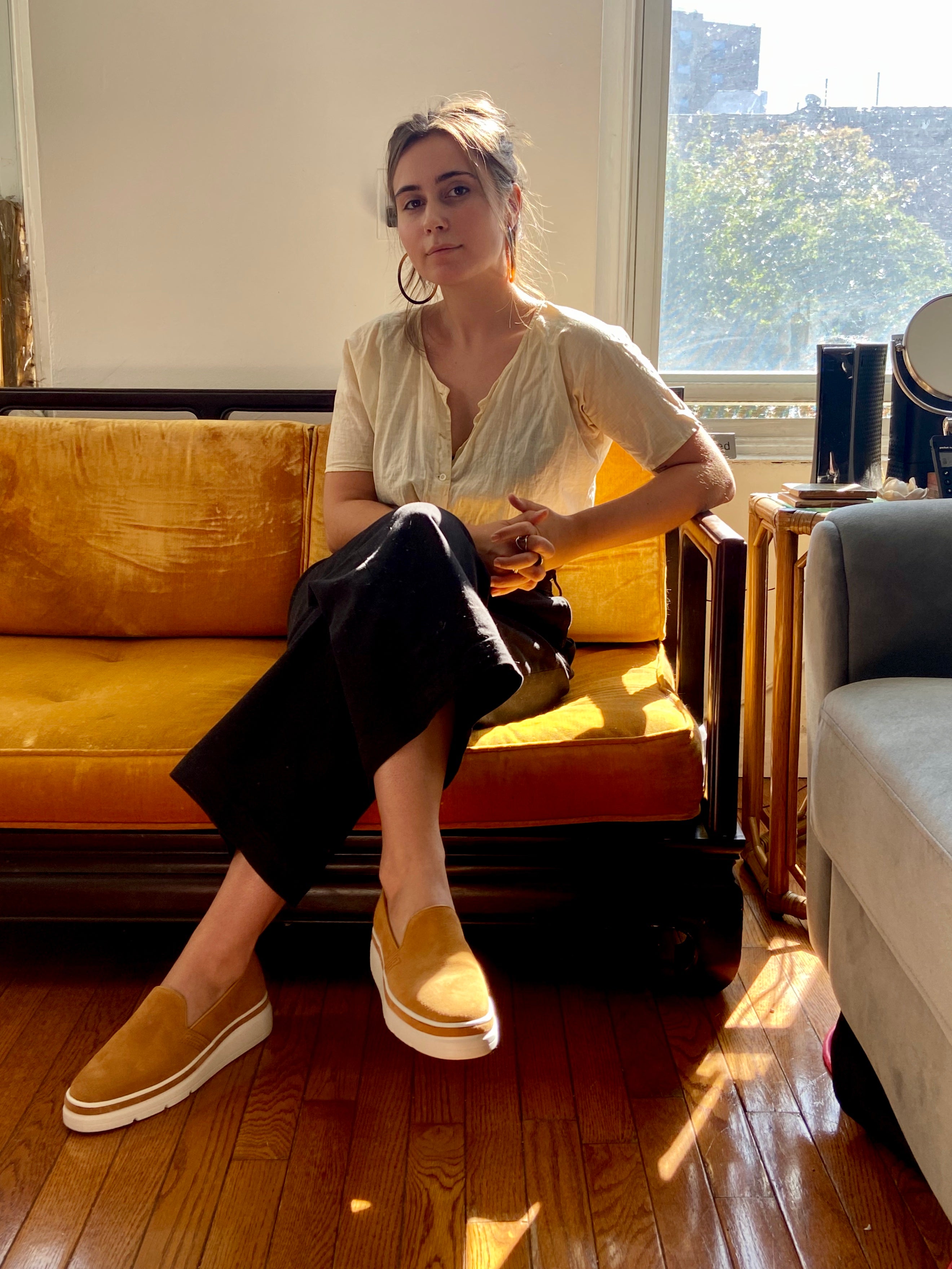 Saskia de Borchgrave in our Buckthorn Sutton Sneaker