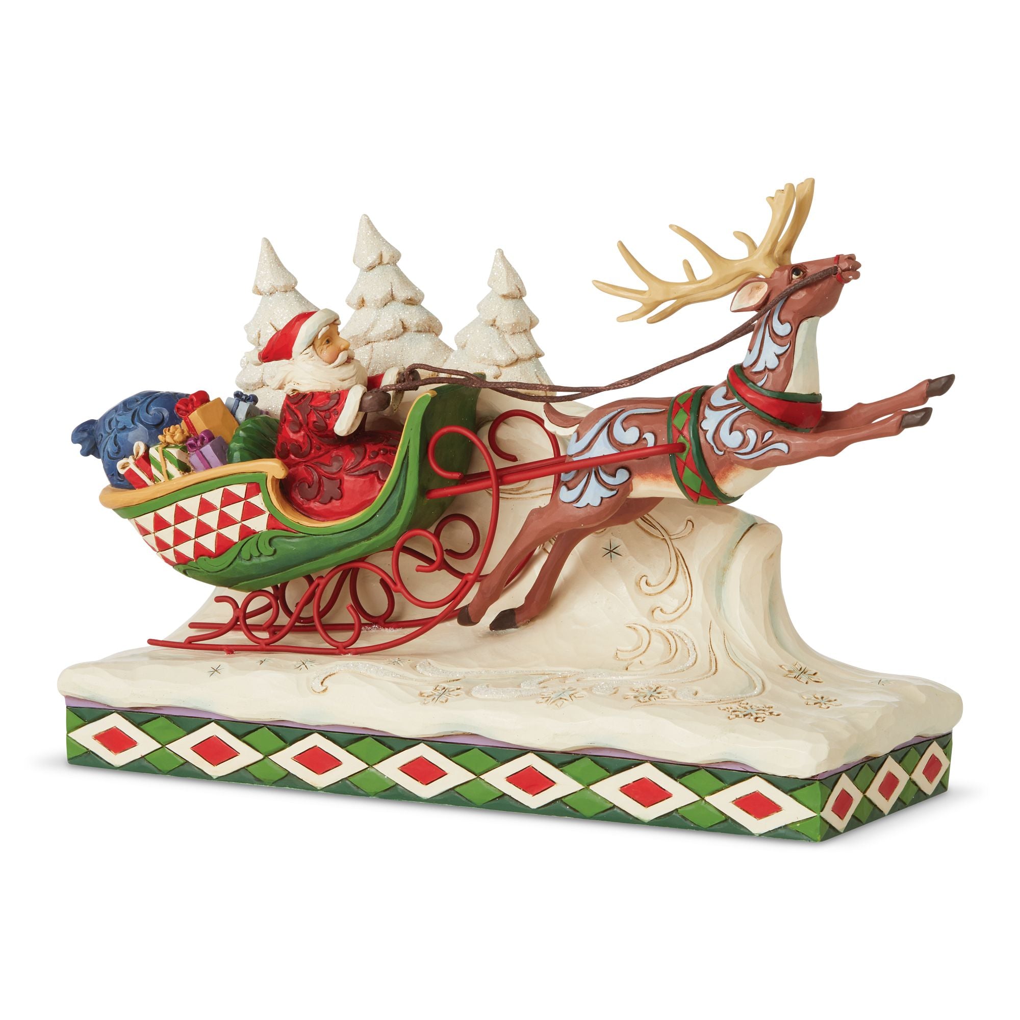 santa on sleigh statue