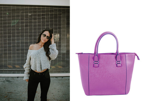 ALL BAGS - Purple Structured Tote - AB-H-1146