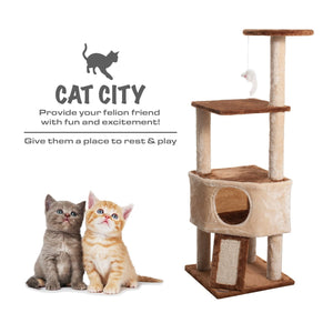 Cat Tree With Scratching Posts Brown Beige Fluffy Paws Pets