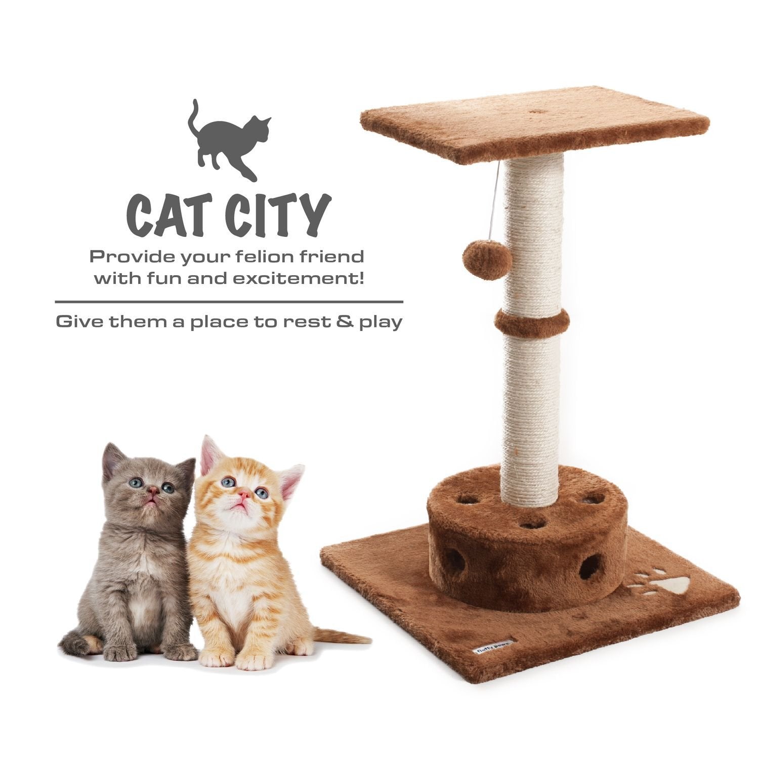 Cat Tree Brown Fluffy Paws Pets