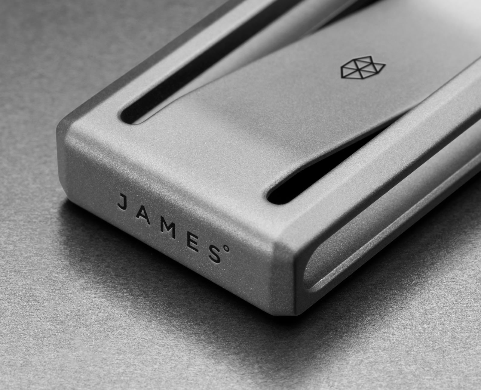 A detail picture of The Martindale titanium money clip.