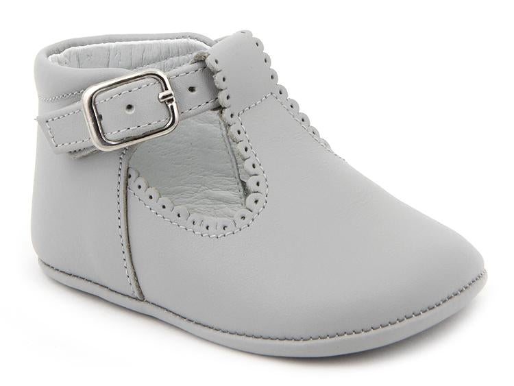 BABY BOYS T BAR PRAM GREY SHOES 