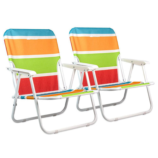 Silla Plegable Para Playa Portátil con Reposabrazos (2 Piezas) - Redlemon