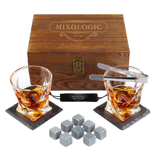 Set de Regalo con Vasos de Vidrio y Accesorios para Coctelería MIXOLOGIC