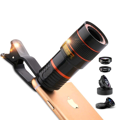 Kit Lentes 5 en 1 Universal Smartphone Lente Telefoto Macro Fisheye Gran Angular Redlemon 2020