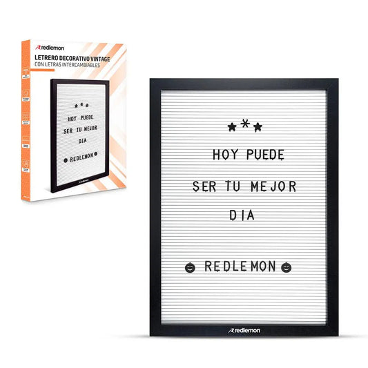 Pizarrón de Madera Vintage 340 Letras Intercambiables - Redlemon